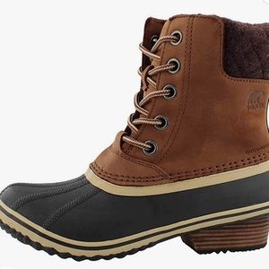 Sorel slim pack II waterproof leather lace up snow boots size 9.5